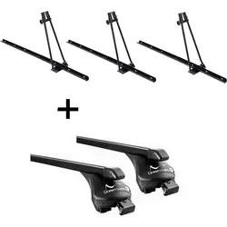 3x Fahrradträger ORION + Relingträger Quick Stahl L für VW Golf Sportsvan ab 2014 - Fahrradträger-Set für VW Golf Sportsvan ab 2014, inklusive 3x Fahrradträger für bis zu 3 Fahrräder, einfach zu montieren und ideal für alle Fahrradtypen.