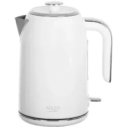 Adler AD 1341 Wasserkocher STRIX in Weiß - Wasserkocher aus Edelstahl mit 1,7 Litern und 2200 Watt Leistung, ideal für schnelles Aufkochen und ausgestattet mit einem Schutz gegen Kochen ohne Wasser.
