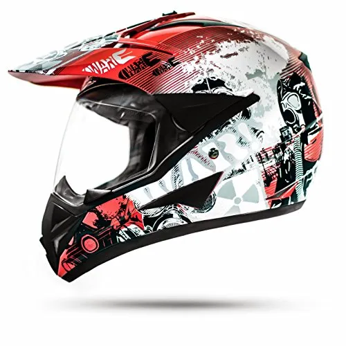 Produktbild ATO-Helme GS War Rot Crosshelm mit Visier für Quad ATV Enduro Motorradhelm ECE 2205 Größe: S 55-56cm