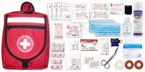 Erste-Hilfe-Rucksack nach DIN 13164 mit Sport-Ausstattung - Bauch- & Gürteltaschen, ideal für Sportler und Outdoor-Aktivitäten, enthält alles für den Notfall.
