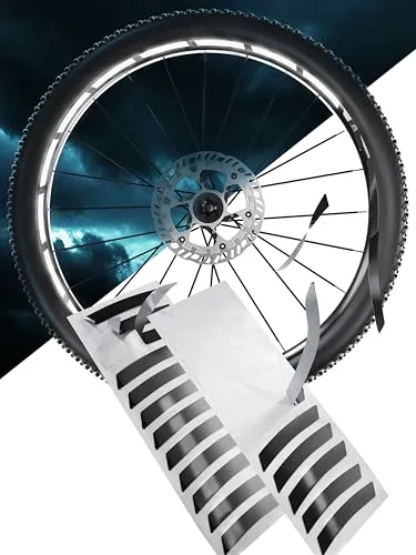 reflexsticker für Fahrradfelgen | schwarz oder weiß | 24 Streifen im Set | für 26 bis 29 Zoll Felgen | weiß reflektierend | Reflektoren-Aufkleber fürs Fahrrad Mountainbike (27,5?/28?/29?, schwarz)