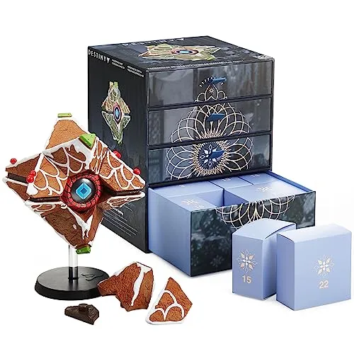 Numskull Destiny Lebkuchen-Geist-Hülle Sammelfigur - Spielzeug-Adventskalender mit baubarer Figur, ideal für Fans von Destiny. Jeden Tag eine neue Überraschung und kein Kleber nötig!