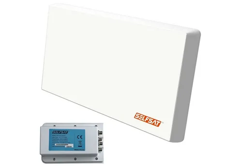 Selfsat H22D4+ Quad Antennen-Set - Flachantenne mit integriertem Quad-LNB, ideal für den Empfang von Satelliten-TV in kleinen Räumen oder auf Balkonen.