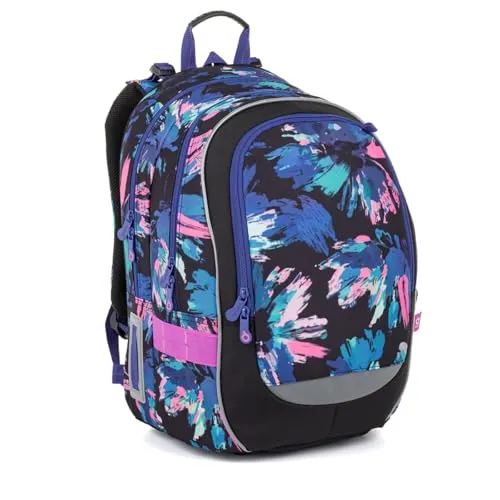 TOPGAL Schulrucksack für Mädchen ab 2. Klasse, ergonomisch & leicht, wasserabweisend, mit reflektierenden Elementen, 26 L Schulranzen mit Brustgurt & Rückenpolsterung (NoirBloom)