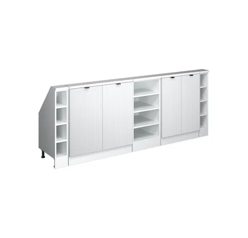 Vicco Küchenschrank für Dachschrägen R-Line, Weiß Riffel, 210 cm