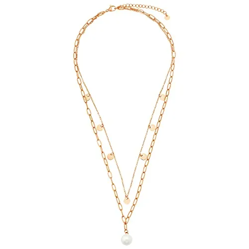 Heideman Halskette Maria Damen aus Edelstahl rosegold farbend poliert Kette für Frauen mit Perle weiss rose vergoldet