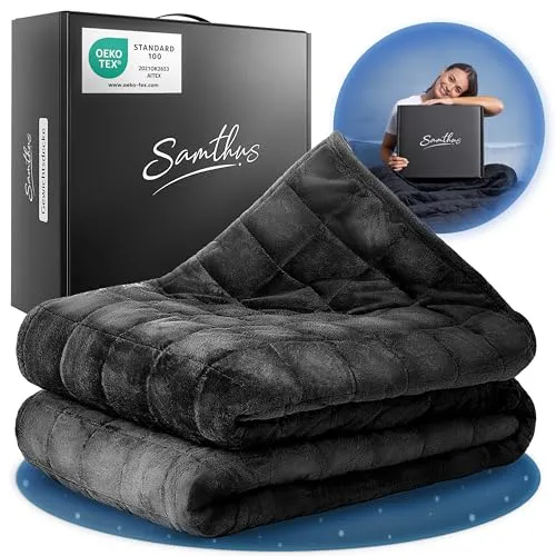 Samthus Gewichtsdecke 135x200cm 8kg Sherpa Fleece in schwarz von Samthus