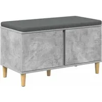 vidaXL Flurbank mit Kissen - Betongrau, 80 x 38 x 46 cm - Moderne Flurbank mit praktischem Stauraum und bequemem Kissen. Ideal für Flure, verbindet Stil und Funktionalität. Mit abnehmbarem Bezug für einfache Pflege und stabilen konischen Beinen.