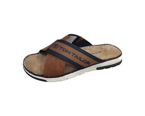 TOM TAILOR Pantolette, Bequemer Sommerschuh für Herren - Herren-Pantoletten mit plakativem Logoschriftzug, ideal für den Sommer, bequem und stylish dank gepolsterter Innensohle und offenem Design.