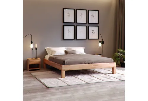 Krok Wood Massivholzbett Jana - Buche 90x200 cm - Stabiles Massivholzbett aus Buche, ideal für jedes Schlafzimmer. Mit einer Liegehöhe von 37 cm und einfacher Montage, bietet es Komfort und Langlebigkeit.