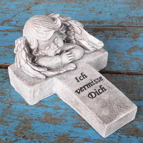 Grabschmuck Engel auf Kreuz