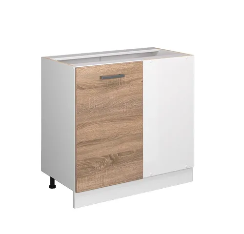Vicco Eckunterschrank R-Line, Sonoma/Weiß, 86 cm ohne Arbeitsplatte