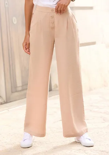 LASCANA Palazzohose mit Zierknöpfen und bequemen Bund, leichte Stoffhose mit Taschen