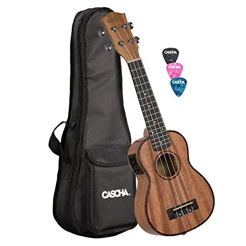 Cascha Premium Sopran Mahagoni Ukulele Set mit Tonabnehmer von Cascha