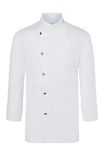 Karlowsky Herren Kochjacke Lars – Pflegeleichte Kochjacke in Weiß - Berufsbekleidung Gastronomie mit hochveredeltem Köpergewebe, 215 g/m², ideal für Profiköche. Pflegeleicht, waschecht und mit praktischen Details wie Brusttasche und Druckknöpfen.