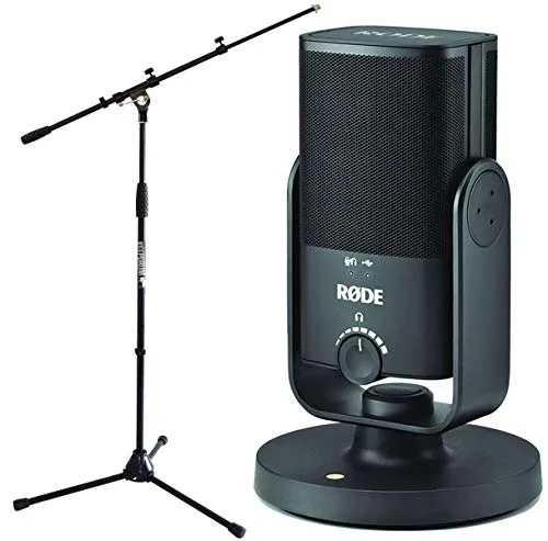 RØDE NT-USB MINI Mikrofon mit Mikrofonständer - USB-Kondensatormikrofon für Podcaster und Gamer, mit hochwertigem Klang, integriertem Popschutz und magnetischem Tischsockel für einfache Positionierung.