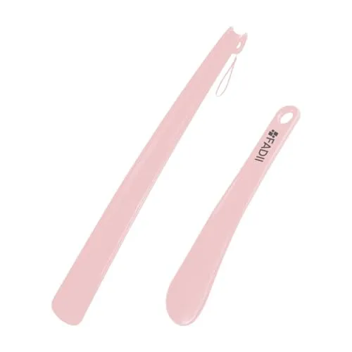 FADII Schuhlöffel mit langem Griff, 45 cm lang, Schuhlöffel aus Kunststoff, für Herren, Damen, mit Komfortgriff, flexibler extra langer Schuhlöffel für ältere Menschen, rose, 45 Cm