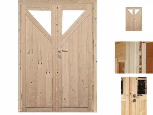 Gartenhaustür Holztür Doppel-Tür Kimi 40 Mm 40mm Doppeltür in beige von Wolff Finnhaus