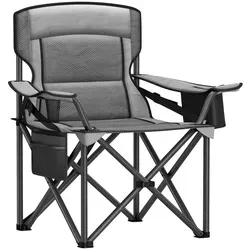 SONGMICS Campingstuhl mit Getränkehalter, klappbar bis 205 kg - Grau - Erleben Sie höchsten Komfort im Freien mit dem SONGMICS Campingstuhl. Ideal für Outdoor-Aktivitäten, bietet er eine breite Sitzfläche, höhenverstellbare Armlehnen und einen praktischen Getränkehalter. Stabil und leicht zu transportieren!