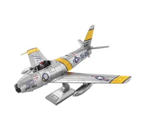 Invento Puzzle Metal Earth Düsenjet F-86 Sabre - Standard-Puzzle, 3D Metall Puzzle mit lasergeschnittenen Bauteilen für einfaches Zusammenbauen - ideal für Modellbau-Fans und kreative Köpfe.