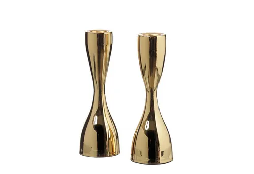 MARELIDA Kerzenhalter Stabkerzenhalter Kerzenständer Tafelkerzenhalter gold 18cm 2er Set (2 St)
