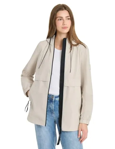 Damen Jacke A-Linie mit Kapuze - Sportive Windbreaker-Jacke mit praktischem Reißverschluss, ideal für Outdoor-Aktivitäten und vielseitig kombinierbar.