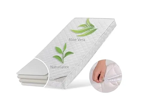 Kids Collective Kindermatratze 80x160 cm Latex Deluxe - Matratze für Kinderbett mit Aloe Vera-Bezug, bietet zwei Härtegrade für optimalen Schlafkomfort und ist antibakteriell sowie allergikergeeignet.