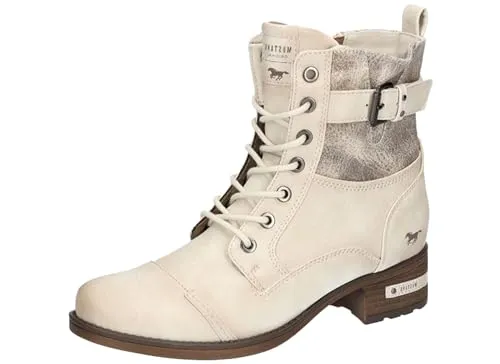 MUSTANG Damen Stiefelette Beige EU 40 - Wanderschuhe aus Kunstleder mit wärmendem Innenfleece und praktischem Reißverschluss innenseitig für optimalen Tragekomfort.