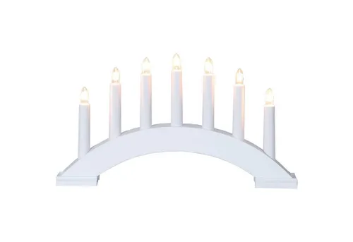 EGLO Lichterbogen Weihnachten mit 7 Kerzen, Fensterleuchter gebogen aus Holz in Weiß, Schwibbogen mit Kabel, Weihnachtsbeleuchtung Fenster, E10 Fassung, warmweiß