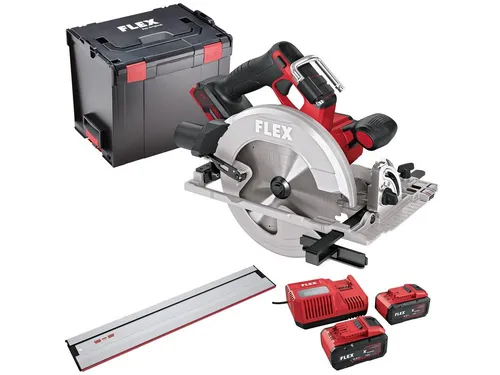 Flex Akku-Handkreissäge 18 V CS 68 18-EC mit 2 Akkus und Zubehör - Praktische Kreissäge mit 2 leistungsstarken 8,0 Ah Akkus, inklusive Führungsschiene GRS 160 und L-BOXX. Ideal für präzise Schnitte bis 68 mm, dank bürstenlosem Motor effizient und langlebig.