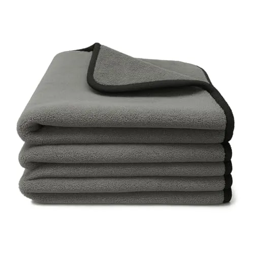 Kemes Trockentuch Auto Mikrofasertücher 3 Stück 600 GSM | 4-Fach Saugstark Poliertuch Autowäsche Autopflege und Haushalt Microfasertuch zum Polieren | 30x30 cm