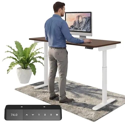 Ergotopia Desktopia One - Höhenverstellbarer Schreibtisch 120x65 cm - Ergonomischer Schreibtisch für eine gesunde Haltung beim Arbeiten. Mit kraftvollem Doppelmotor-System und einfacher Bedienung über modernes OLED-Handset. Flexibel und individuell anpassbar für jeden Raum.