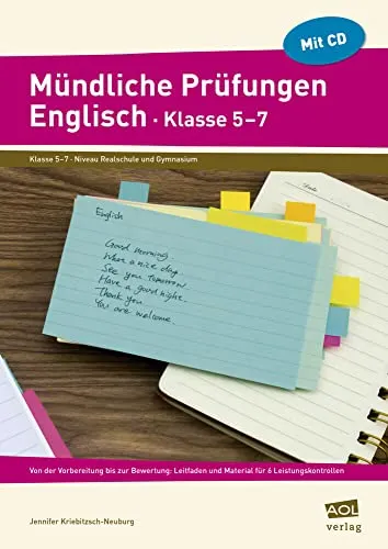 Mündliche Prüfungen Englisch - Klasse 5-7: Leitfaden für 6 Leistungskontrollen - Lehrbuch für Englisch, bietet umfassende Vorbereitung und Bewertungshilfen für mündliche Prüfungen in der Klasse 5-7.