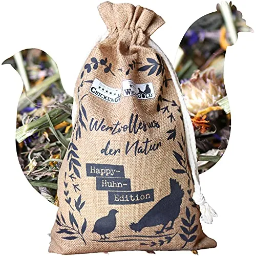 federgold® Nest- & Streukräuter Wiesenzauber 300g – HappyHuhn Edition – Naturkräuter für Wachteln & Hühner | Artgerechte Haltung, Nestbau, Naturbrut-Förderung | Heublumen-Mix, Sommerwiesen-Duft