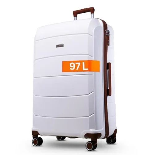 Cocoono Graz Koffer Groß 97 Liter Volumen - mit TSA Schloss, Koffer & Trolleys, Reisekoffer, Hartschalenkoffer, Hartschalenkoffer Groß, Trolley, Koffer XL, Reisekoffer mit Rollen Groß (weiß, XL)