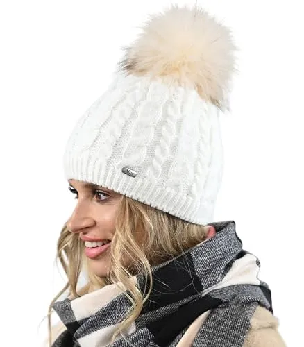 Alur Mütze Damen Beanie Wintermütze Strickmütze mit Bommel