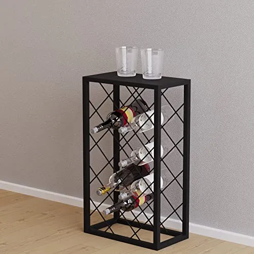 [en.casa] Weinregal Amasia – Elegantes Flaschenregal aus Metall - Weinregale: Stilvolles, kompaktes Design für platzsparende Aufbewahrung von Weinflaschen und Getränken. Ideal für Bar, Küche oder Weinkeller.
