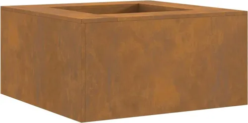 vidaXL Rustikale Outdoor Feuerstelle aus wetterfestem Stahl - Grills: Quadratische Feuerstelle aus langlebigem Stahl, ideal für gesellige Abende im Freien mit Familie und Freunden.