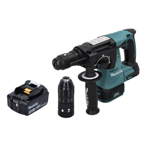 Makita DHR 243 F1 Akku Bohrhammer - Akkubohrhammer 18 V mit 3,0 Ah Lithium-Ionen Akku, ideal für kabelloses Arbeiten und vielseitige Anwendungen im Heimwerkerbereich.