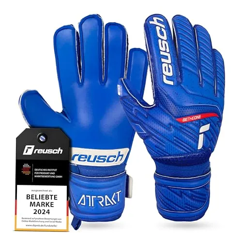Reusch Attrakt Silver Junior Torwarthandschuhe für Kinder|Gr. 3–8 für Jungen & Mädchen|Perfekter Grip Dank Silver-Latex|Ergonomischer Sitz für kleine Hände|Robust für Training & Spiel