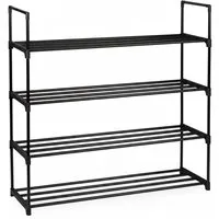 Relaxdays Schuhregal Metall Schwarz Stapelbar Stecksystem 4 Ebenen 72 cm x 92 cm x 30 cm