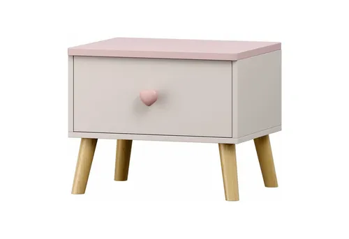 en.casa Nachttisch, »Sandnes« mit 1 Schublade 31 x 38 x 30 cm Holzbeine Weiß/Rosa