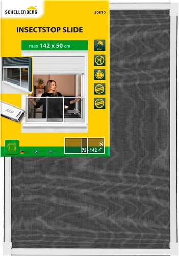 Schellenberg Insektenschutz-Schiebefenster 50810, weiß - Fliegengitter für Fenster, kombiniert Insektenschutz und Beschattung, einfach ein- und auszuhängen, stabiler Aluminiumrahmen mit UV-beständigem Fiberglasgewebe.
