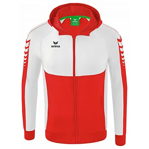 Erima Trainingsanzug Six Wings Trainingsjacke mit Kapuze 152 - Trainingsbekleidung für Handball, aus 65% Polyester und 35% Baumwolle, bietet hohen Tragekomfort und eine stylische Kapuze für optimale Bewegungsfreiheit.