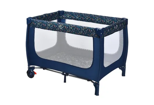 COSTWAY Baby-Reisebett Kinderbett, mit 2 Rädern in blau von Costway