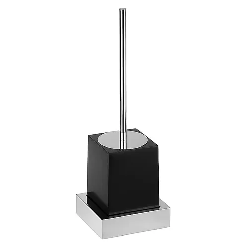 MAX WC-Bürstengarnitur Polyresin Messing Chrom Schwarz - Elegante WC-Bürstengarnitur aus Polyresin mit matt schwarzem Chrom-Finish, ideal für stilvolle Bäder und WCs, einfach zu montieren.