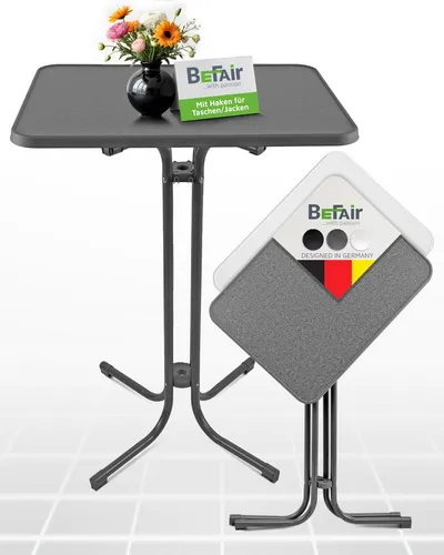 BeFair Stehtisch Ela - Klappbar und mit Haken für Jacken - Stehtisch Klappbar in Weiß (60x80 cm, Höhe 110 cm) für Empfänge und Partys, hitzebeständig und mit praktischen Haken für Jacken, ideal für Ordnung und Komfort.