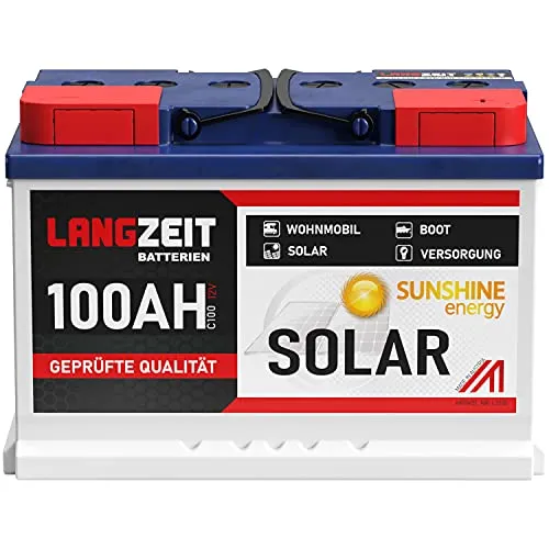 LANGZEIT 100Ah 12V Solarbatterie Boot Marine Wohnmobil Solar Batterie 80Ah