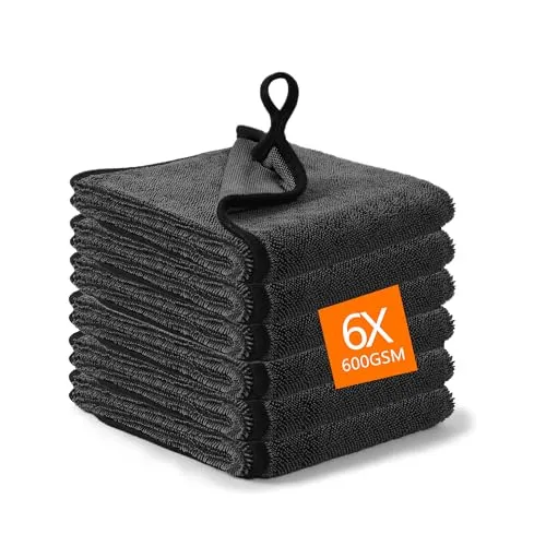 Leseed 6 Stück Mikrofasertücher Auto Trockentuch, 60 x 40 cm Microfasertücher Handtücher 600 GSM, Fusselfrei, Extrem Saugfähig, Grau Trockentuch Dusche Zum Reinigen Von Autos Und Motorrädern