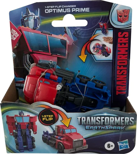 Transformers EarthSpark Optimus Prime 1-Step Flip Changer, verwandelbar in einen Truck, Actionfigur, Sammelfigur